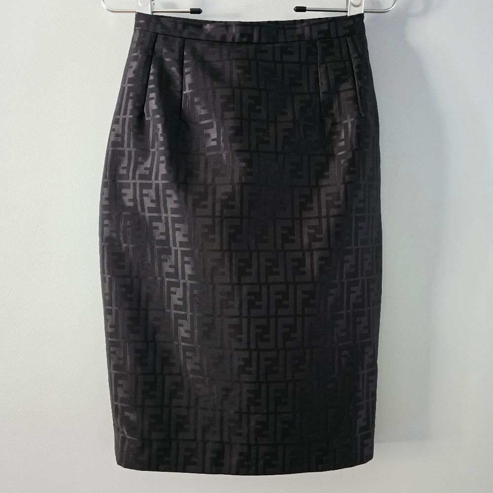 Fendi Black Zucca Monogram Skirt Size 4